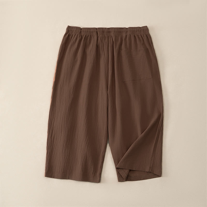 Buddha Stones Lässige Sommer-Caprihose mit Kordelzug, geradem Bein und Taschen für Herren - image 1