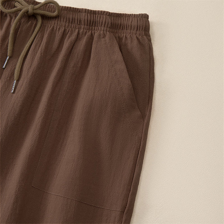 Buddha Stones Lässige Sommer-Caprihose mit Kordelzug, geradem Bein und Taschen für Herren - image 4