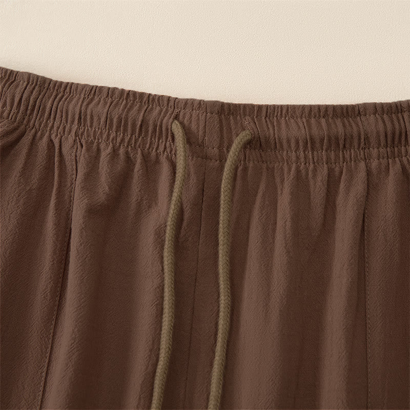 Buddha Stones Lässige Sommer-Caprihose mit Kordelzug, geradem Bein und Taschen für Herren - image 2
