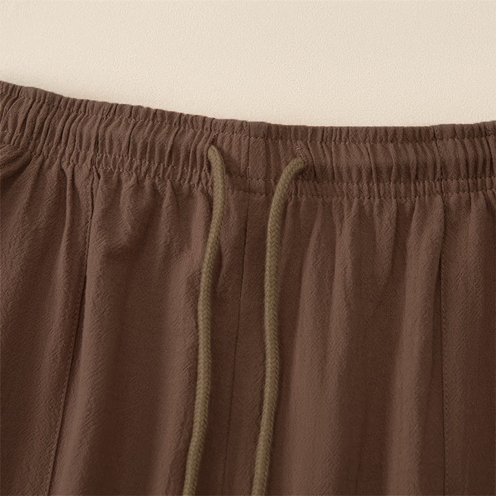 Buddha Stones Lässige Sommer-Caprihose mit Kordelzug, geradem Bein und Taschen für Herren - image 2