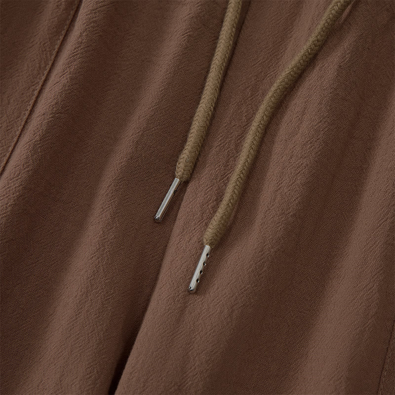 Buddha Stones Lässige Sommer-Caprihose mit Kordelzug, geradem Bein und Taschen für Herren - image 3