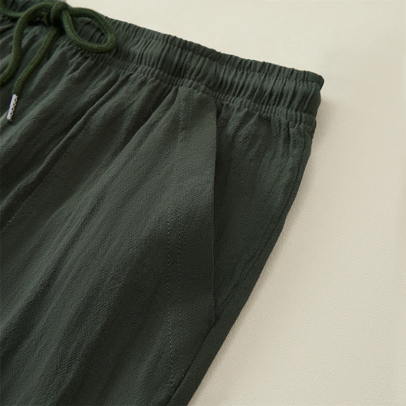 Buddha Stones Lässige Sommer-Caprihose mit Kordelzug, geradem Bein und Taschen für Herren - image 11
