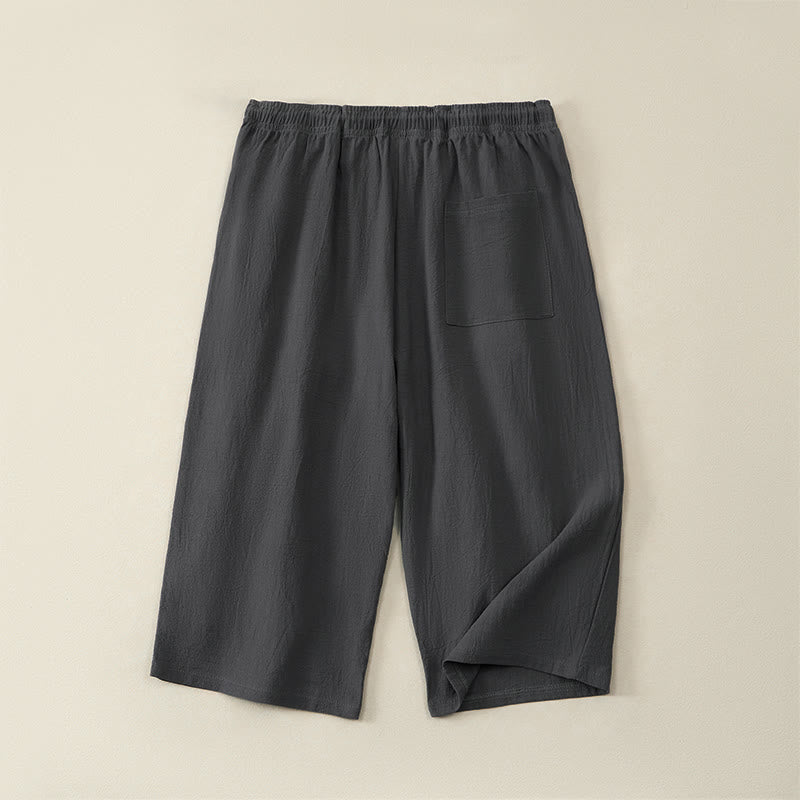 Buddha Stones Lässige Sommer-Caprihose mit Kordelzug, geradem Bein und Taschen für Herren - image 16