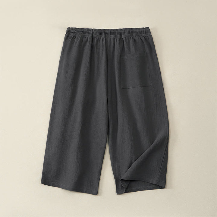 Buddha Stones Lässige Sommer-Caprihose mit Kordelzug, geradem Bein und Taschen für Herren - image 16