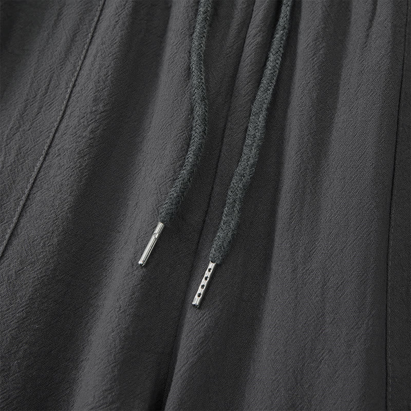 Buddha Stones Lässige Sommer-Caprihose mit Kordelzug, geradem Bein und Taschen für Herren - image 18