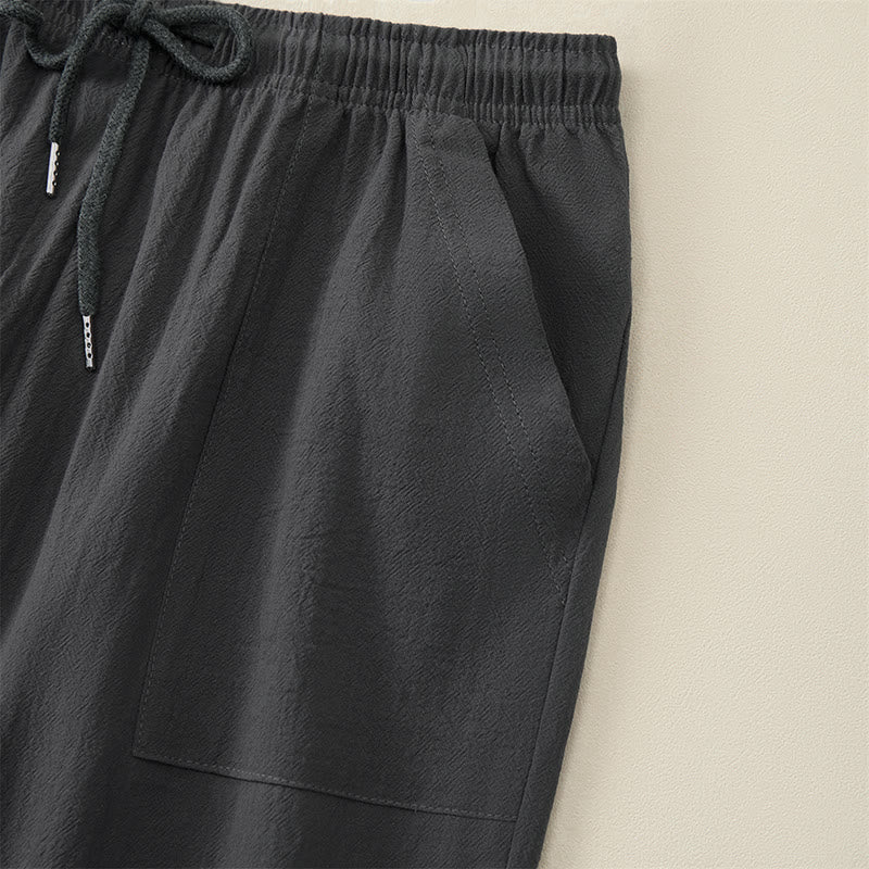 Buddha Stones Lässige Sommer-Caprihose mit Kordelzug, geradem Bein und Taschen für Herren - image 19