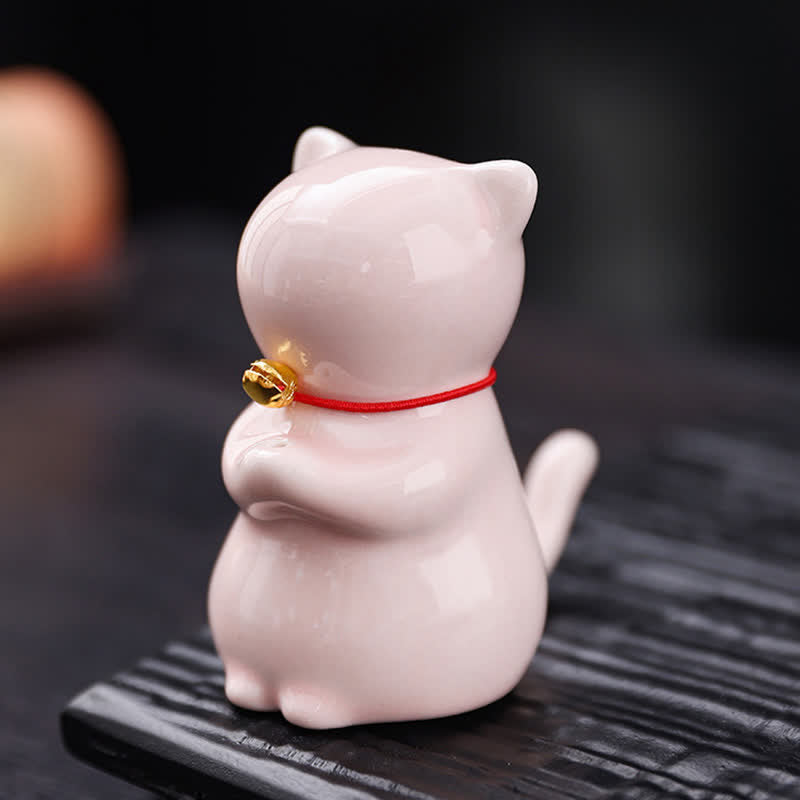 Buddha Stones Räucherstäbchenhalter in Kawaii-Katzenform aus Keramik mit Ascheauffangschale (ohne Räucherstäbchen) - image 8
