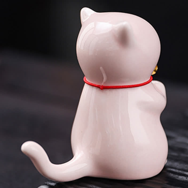 Buddha Stones Räucherstäbchenhalter in Kawaii-Katzenform aus Keramik mit Ascheauffangschale (ohne Räucherstäbchen) - image 9