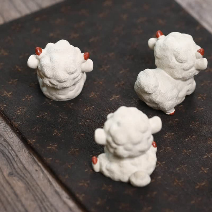 Buddha Stones Lila Ton-Teedekoration mit chinesischem Tierkreiszeichen-Motiv, süßem Schaf, Glücksbringer-Teetier - image 11