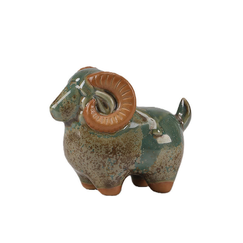 Buddha Stones Keramik-Dekoration mit chinesischem Tierkreiszeichen Widder (Symbol für Wohlstand) – Niedliches Tier - image 11