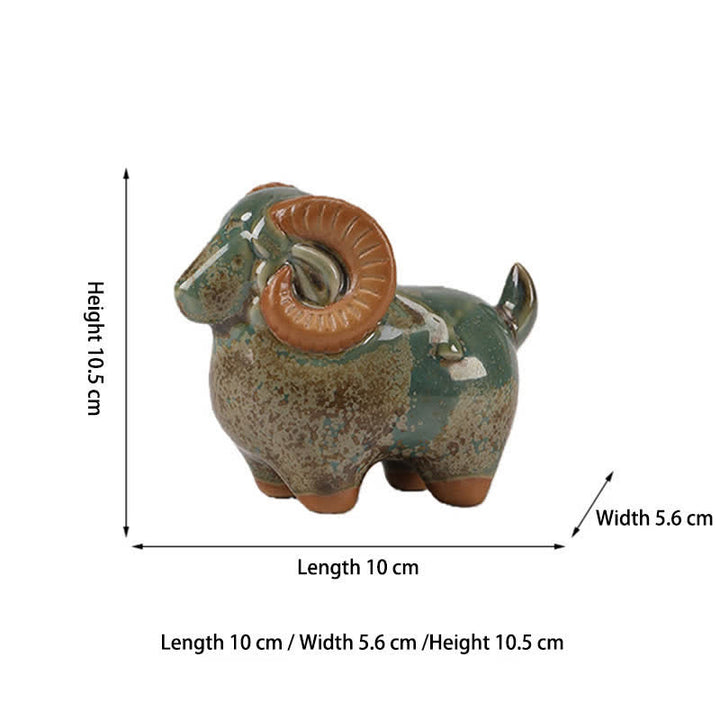 Buddha Stones Keramik-Dekoration mit chinesischem Tierkreiszeichen Widder (Symbol für Wohlstand) – Niedliches Tier - image 10