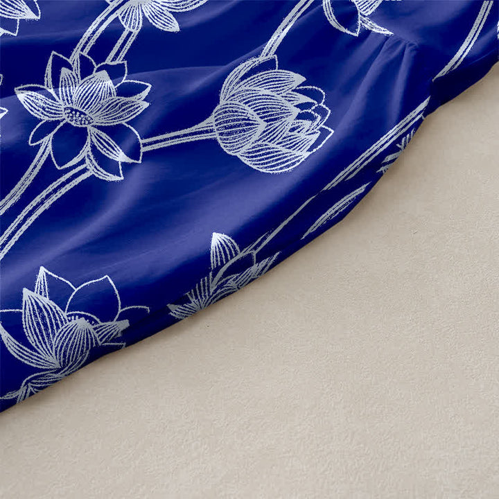 Buddha Stones Lässiges Sommerkleid für Damen mit Lotus-Linienmuster, ärmellos, Midi-Länge und Taschen - image 2