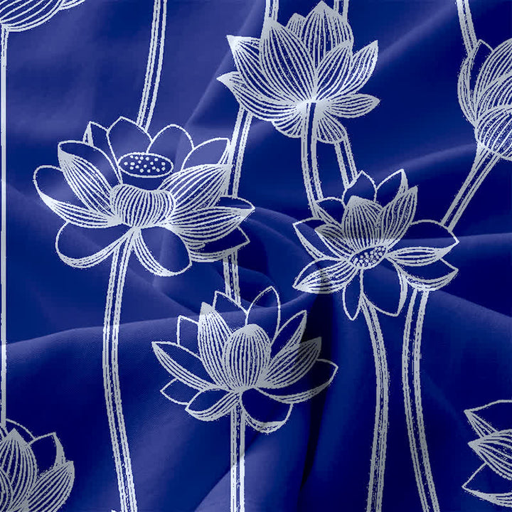 Buddha Stones Lässiges Sommerkleid für Damen mit Lotus-Linienmuster, ärmellos, Midi-Länge und Taschen - image 3