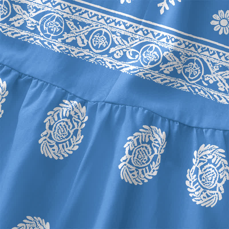 Buddha Stones Lässiges, ärmelloses Midikleid für Damen mit geometrischem Medaillon-Streifenmuster und Taschen - image 1