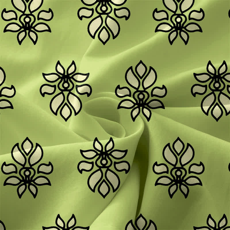 Buddha Stones Lässiges, ärmelloses Midikleid für Damen mit mintfarbenem Blumenmuster und Taschen - image 3