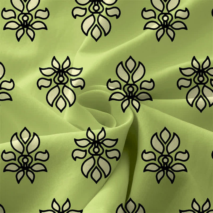 Buddha Stones Lässiges, ärmelloses Midikleid für Damen mit mintfarbenem Blumenmuster und Taschen - image 3