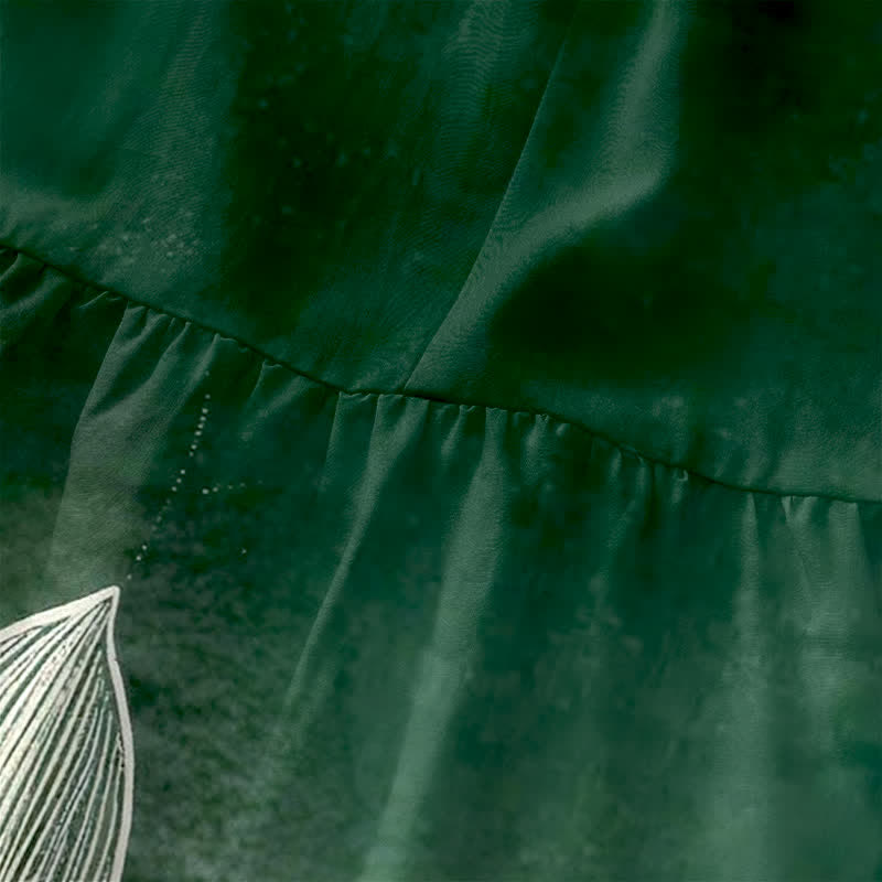 Buddha Stones Lässiges Sommerkleid für Damen mit Lotusblütenmuster, ärmellos, Midi-Länge und Taschen - image 1