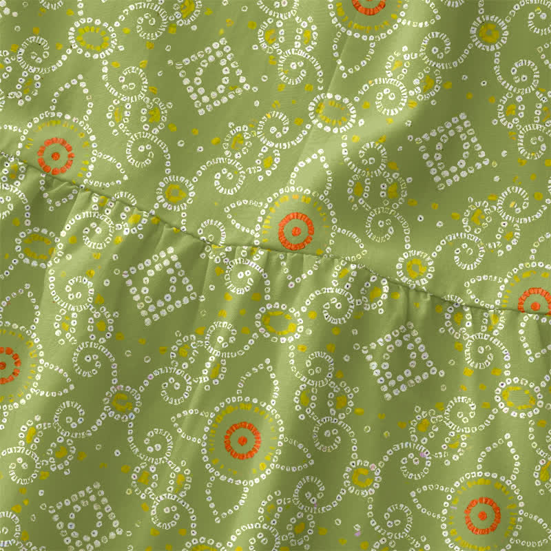Buddha Stones Sommerliches, lässiges, ärmelloses Midikleid für Damen mit geometrischem Blumenmuster im Boho-Stil und Taschen - image 1