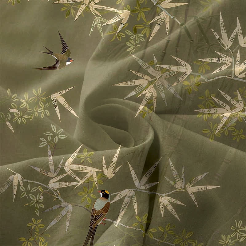 Buddha Stones Lässiges, ärmelloses Sommer-Midikleid für Damen mit Bambusblattmuster und Taschen - image 3