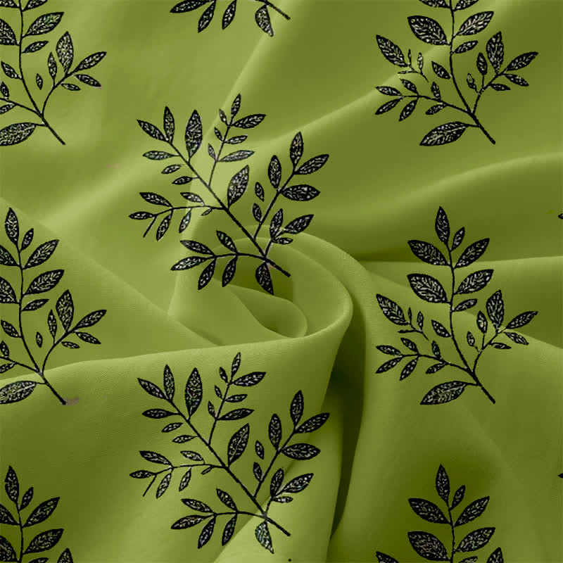 Buddha Stones Lässiges, sommerliches, ärmelloses Midikleid für Damen mit botanischem Blättermuster und Taschen - image 3