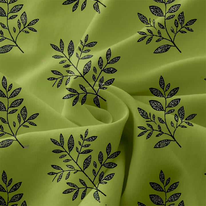 Buddha Stones Lässiges, sommerliches, ärmelloses Midikleid für Damen mit botanischem Blättermuster und Taschen - image 3