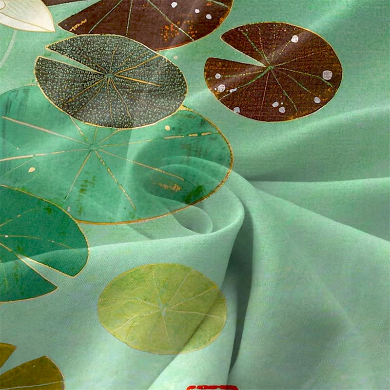 Buddha Stones Lässiges Sommerkleid für Damen mit Lotus-Teich-Muster, ärmellos, Midi-Länge und Taschen - image 3