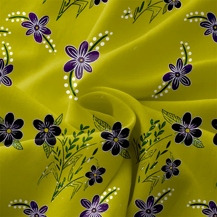 Buddha Stones Lässiges, ärmelloses Midikleid für Damen mit lila Blumenmuster und Taschen - image 3
