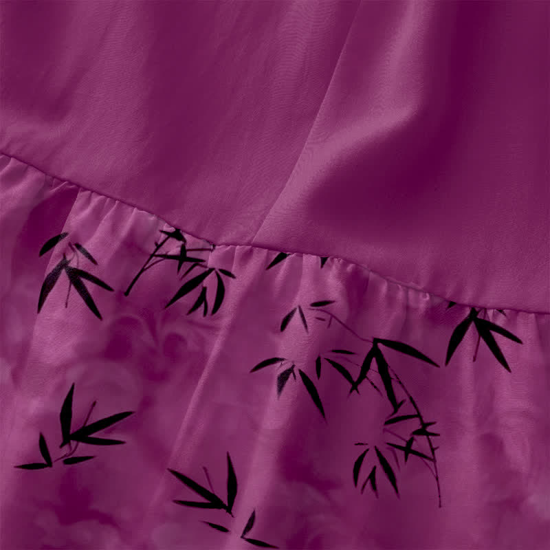 Buddha Stones Lässiges, ärmelloses Sommer-Midikleid für Damen mit Bambusblattmuster und Taschen - image 1