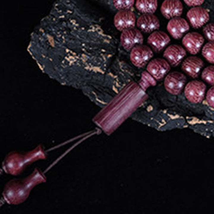 Buddha Stones Mala aus natürlichem Peltogyne-Kürbis mit 108 Perlen - image 14