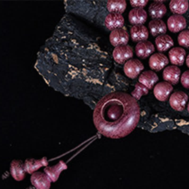 Buddha Stones Mala aus natürlichem Peltogyne-Kürbis mit 108 Perlen - image 17