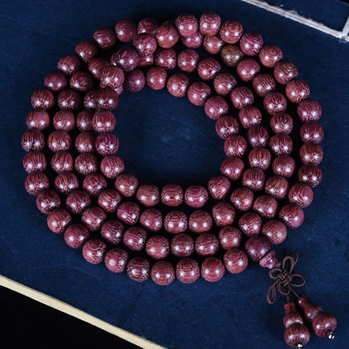 Buddha Stones Mala aus natürlichem Peltogyne-Kürbis mit 108 Perlen - Kürbis - 8 mm - image 0