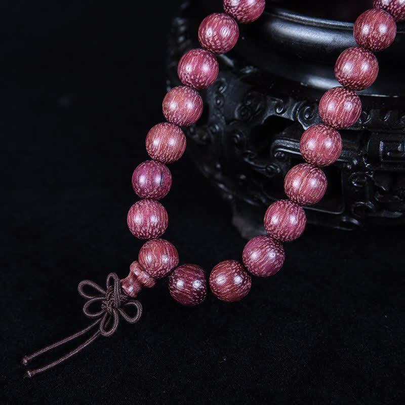 Buddha Stones Mala aus natürlichem Peltogyne-Kürbis mit 108 Perlen - image 10