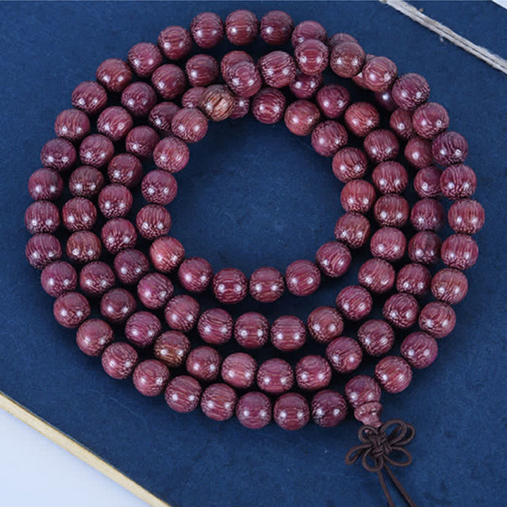 Buddha Stones Mala aus natürlichem Peltogyne-Kürbis mit 108 Perlen - image 9