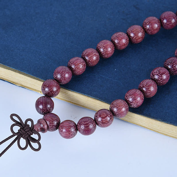 Buddha Stones Mala aus natürlichem Peltogyne-Kürbis mit 108 Perlen - image 11