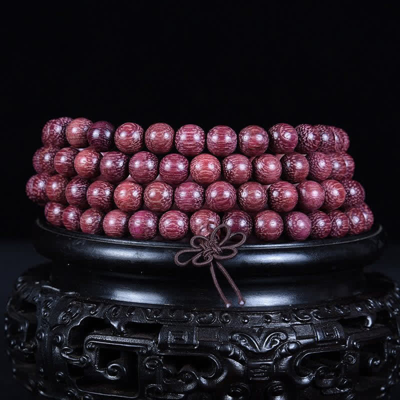 Buddha Stones Mala aus natürlichem Peltogyne-Kürbis mit 108 Perlen - image 7