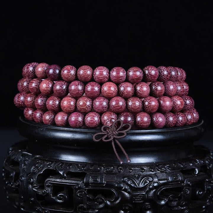 Buddha Stones Mala aus natürlichem Peltogyne-Kürbis mit 108 Perlen - image 7