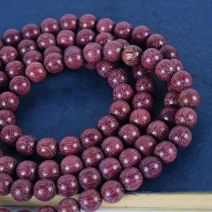 Buddha Stones Mala aus natürlichem Peltogyne-Kürbis mit 108 Perlen - image 18