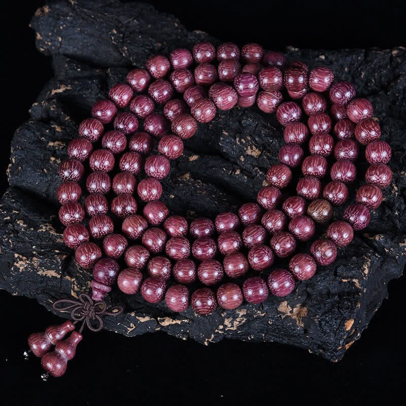 Buddha Stones Mala aus natürlichem Peltogyne-Kürbis mit 108 Perlen - image 2