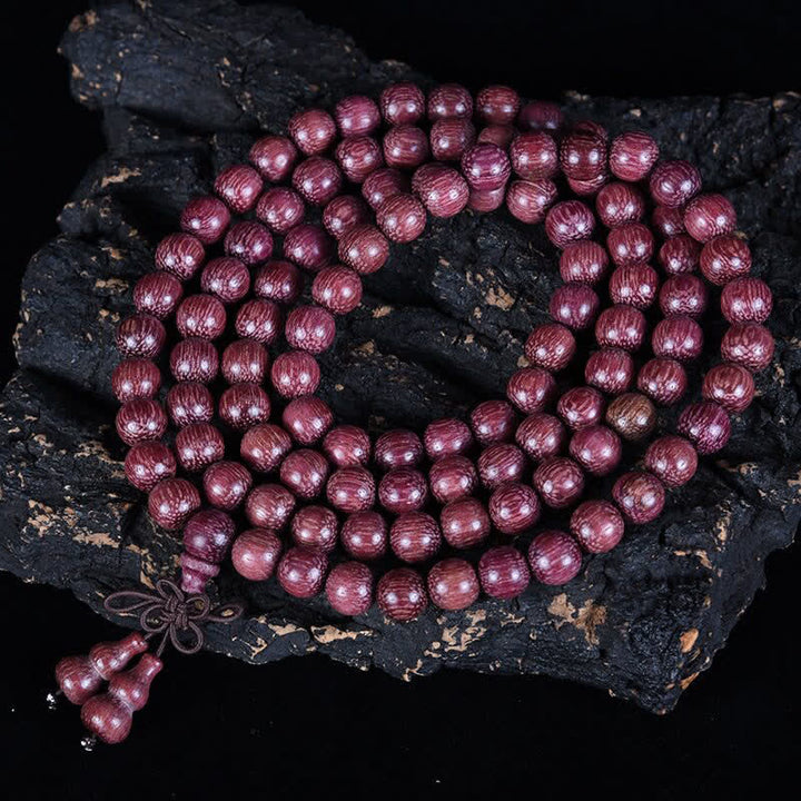 Buddha Stones Mala aus natürlichem Peltogyne-Kürbis mit 108 Perlen - image 2
