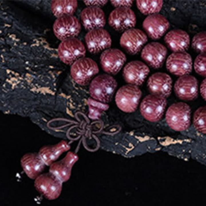 Buddha Stones Mala aus natürlichem Peltogyne-Kürbis mit 108 Perlen - image 3