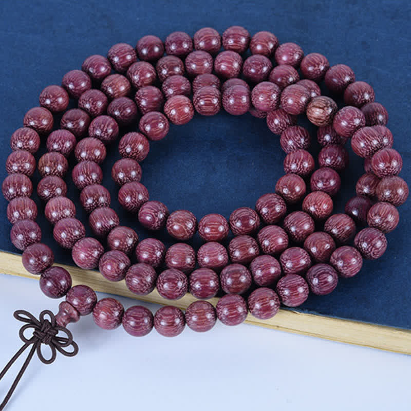 Buddha Stones Mala aus natürlichem Peltogyne-Kürbis mit 108 Perlen - image 8
