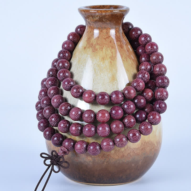 Buddha Stones Mala aus natürlichem Peltogyne-Kürbis mit 108 Perlen - image 6