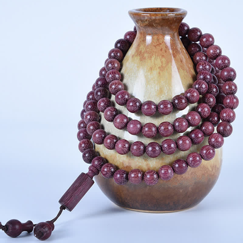 Buddha Stones Mala aus natürlichem Peltogyne-Kürbis mit 108 Perlen - image 13