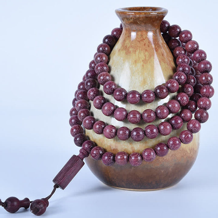 Buddha Stones Mala aus natürlichem Peltogyne-Kürbis mit 108 Perlen - image 13
