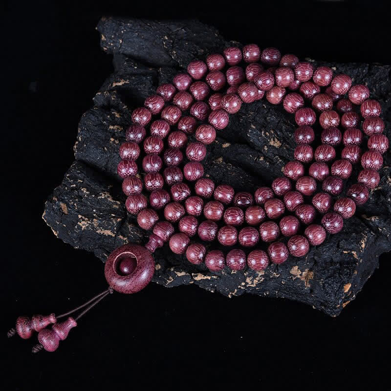 Buddha Stones Mala aus natürlichem Peltogyne-Kürbis mit 108 Perlen - Runde Schnalle - 8 mm - image 15