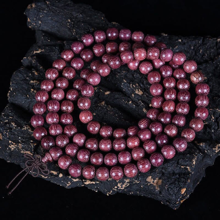 Buddha Stones Mala aus natürlichem Peltogyne-Kürbis mit 108 Perlen - Zeichenkette - 8 mm - image 4