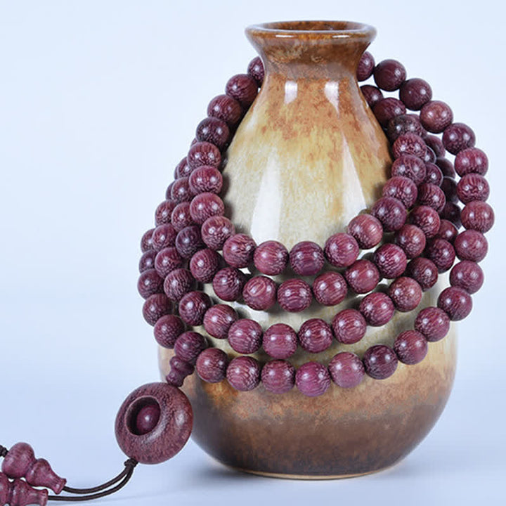 Buddha Stones Mala aus natürlichem Peltogyne-Kürbis mit 108 Perlen - image 16