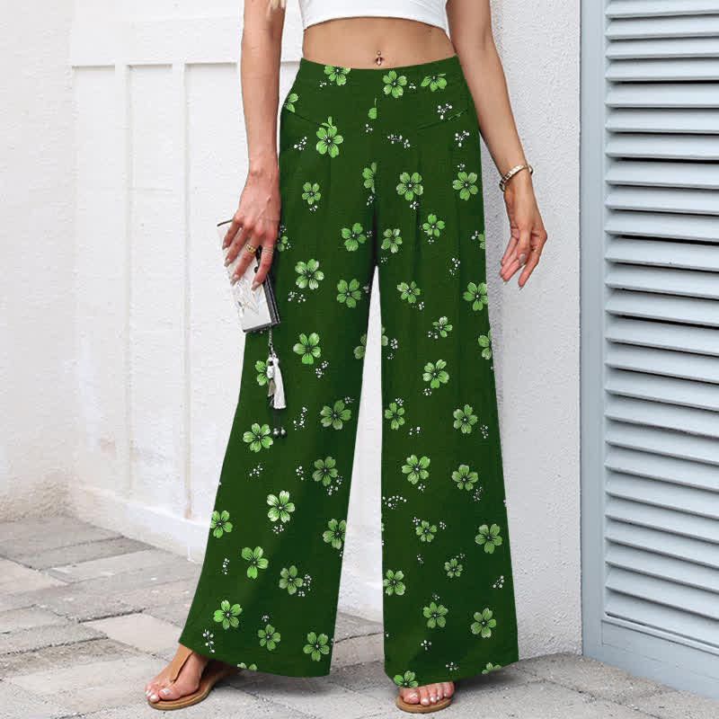 Buddha Stones Baumwoll-Leinen-Hose mit Vintage-Blumenmuster, elastischem Bund, weitem Bein und Taschen - image 7