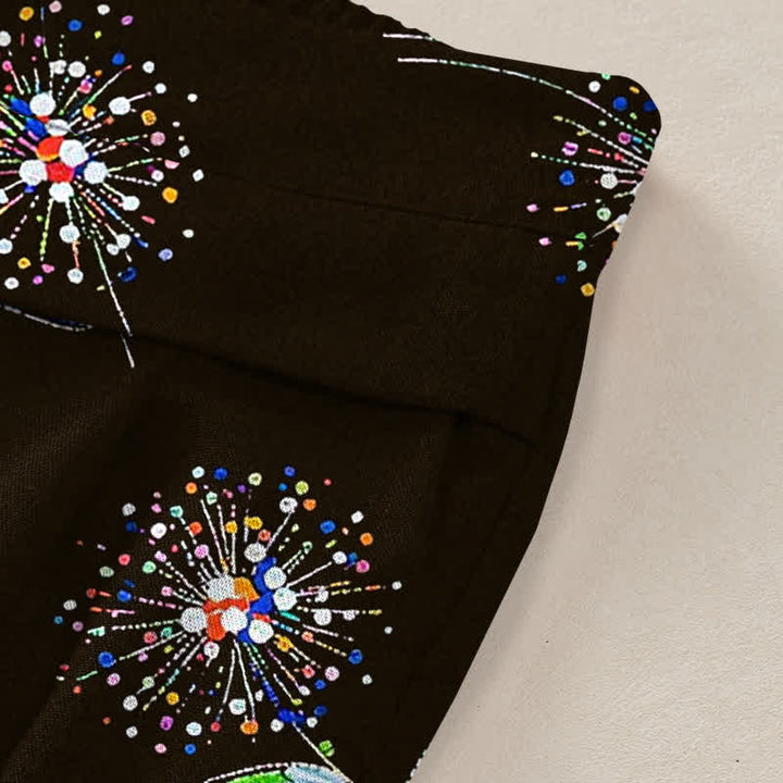 Buddha Stones Baumwoll-Leinen-Hose mit buntem Löwenzahn-Blumenmuster, elastischem Bund, weitem Bein und Taschen - image 2