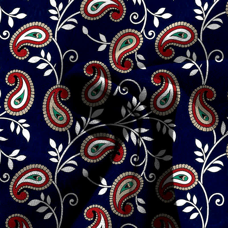 Buddha Stones Damenhose mit weitem Bein, elastischem Bund und Taschen, aus Baumwoll-Leinen-Mischgewebe im Boho-Stil mit Paisley-Muster. - image 3